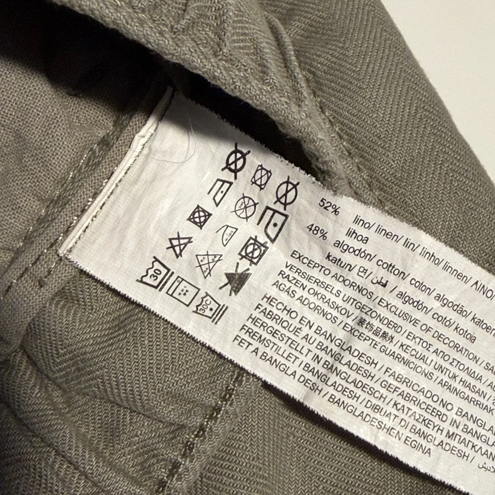 Pull & Bear Men's Khaki Linen Chinos in Size Large